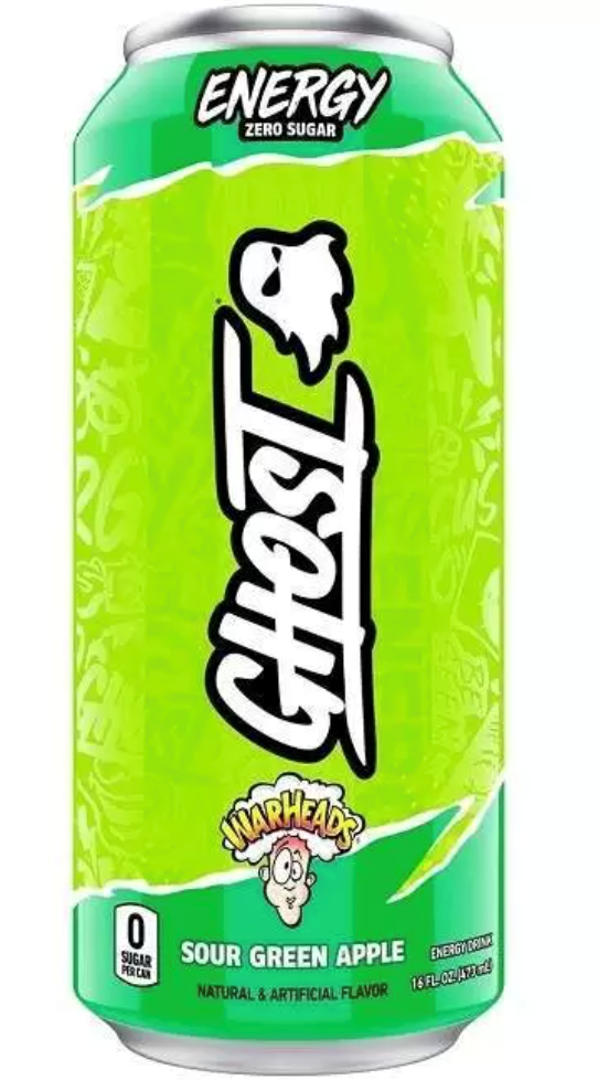 Ghost Energy Drink Warheads Sour Green Apple 16oz
