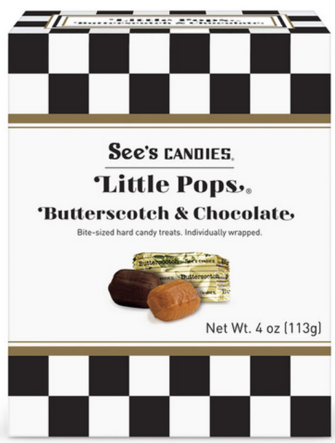 See's Candies Little Pops Butterscotch & Chocolate 4oz (BEST BY: JAN 25)