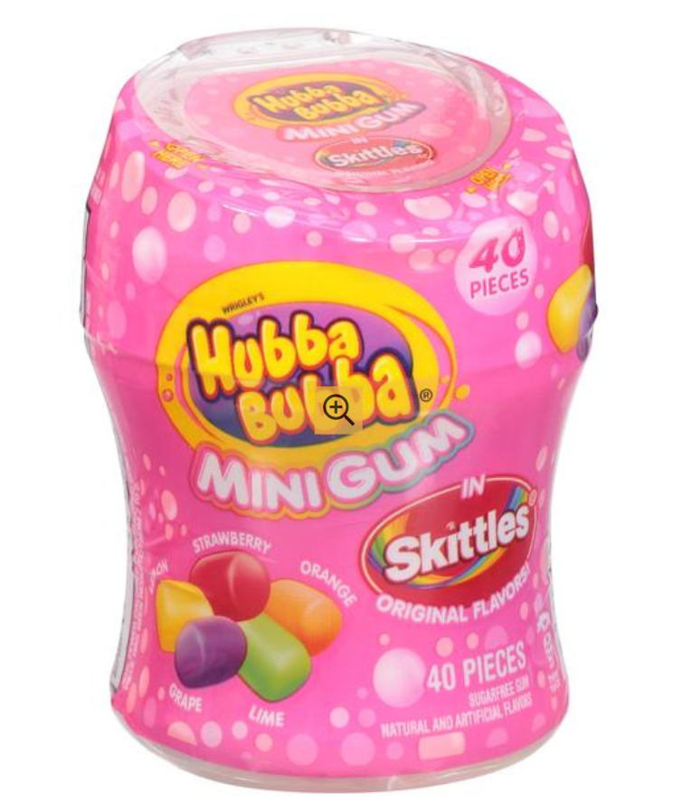 Hubba Bubba Sugar Free Rainbow Gum Bottle 40ct