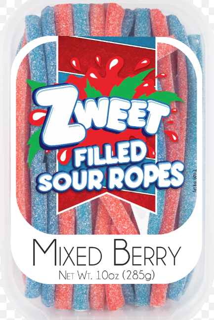Zweet Filled Sour Ropes Mixed Berry 10oz