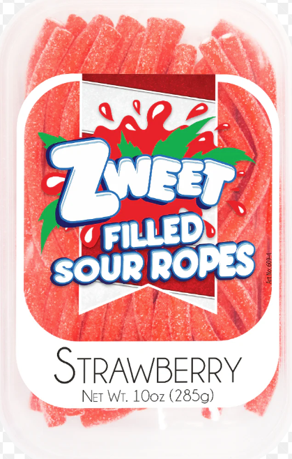 Zweet Filled Sour Ropes Strawberry 10oz