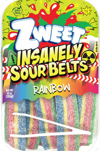 Zweet Insanely Sour Belts Rainbow 10oz