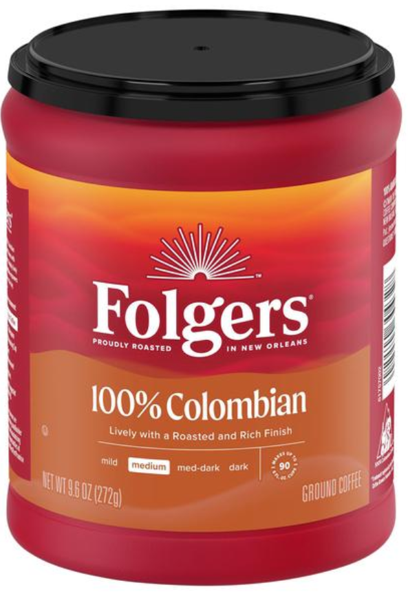 Folgers Medium 100% Colombian Coffee 9.6oz