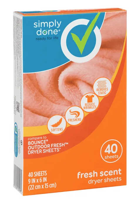 Simply Done Fabric Softener Sheets Fresh Scent 40ct