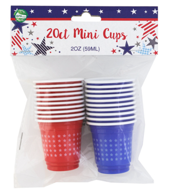 Red and Blue Mini Star Cups 20 Pack