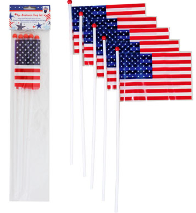 Mini Plastic American Flags 5 Pack