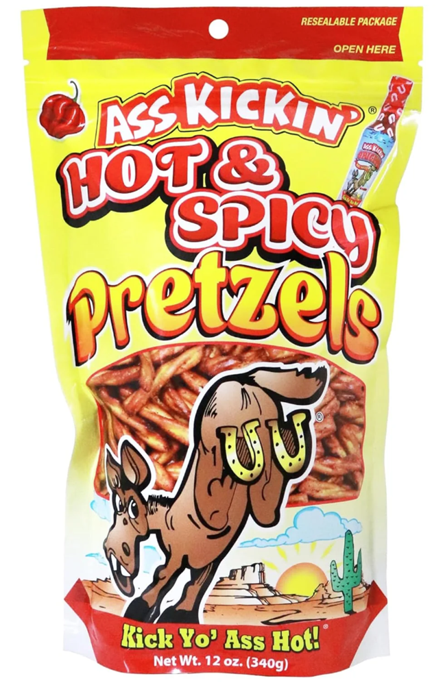 Ass Kickin Pretzels Hot & Spicy 12oz (BEST BY: JUNE2026)