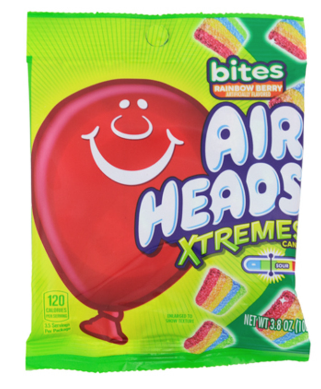 Airheads Xtremes Rainbow Berry Bites Peg Bag 3.8oz