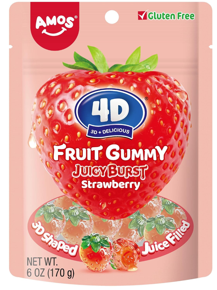 Amos 4D Strawberry Burst Fruit Gummy 6oz