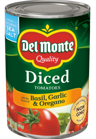 Del Monte Diced Tomatoes with the Flavors of Basil Garlic & Oregano 14oz