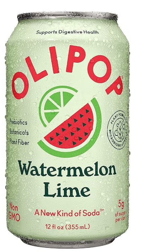Olipop Prebiotic Soda Watermelon Lime Can 12oz