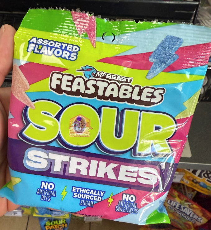 Mr Beast Feastables Sour Strikes Sour Gummy Candy Assorted Flavors 4.5oz