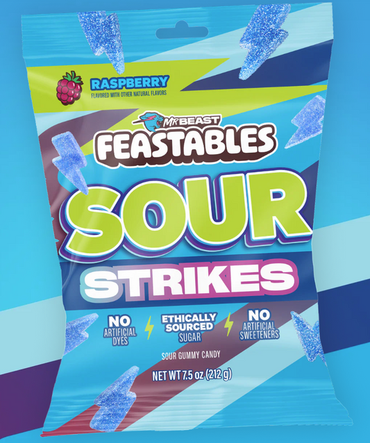 Mr Beast Feastables Sour Strikes Raspberry 7.5oz