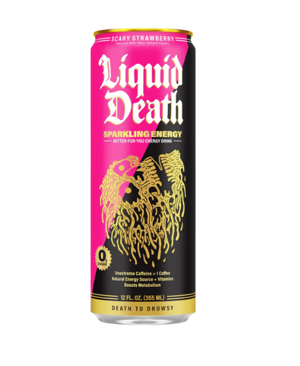 Liquid Death Energy Drink Scary Strawberry 12oz