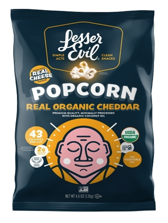 LesserEvil Organic Cheddar Popcorn 4.6oz Bags