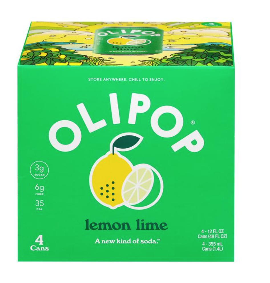 Olipop Prebiotic Lemon Lime  Soda 4 Pack