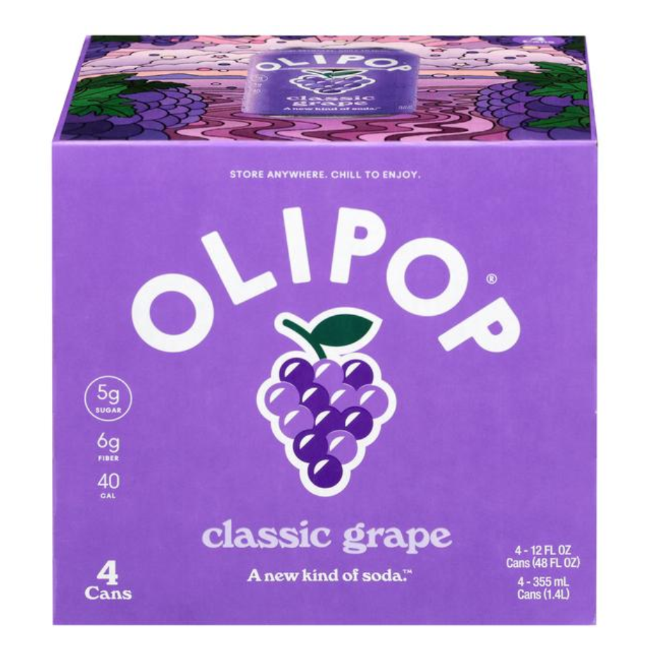 Olipop Classic Grape 4 Pack / 12oz Cans