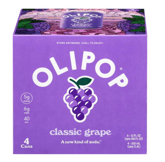 Olipop Classic Grape 4 Pack / 12oz Cans
