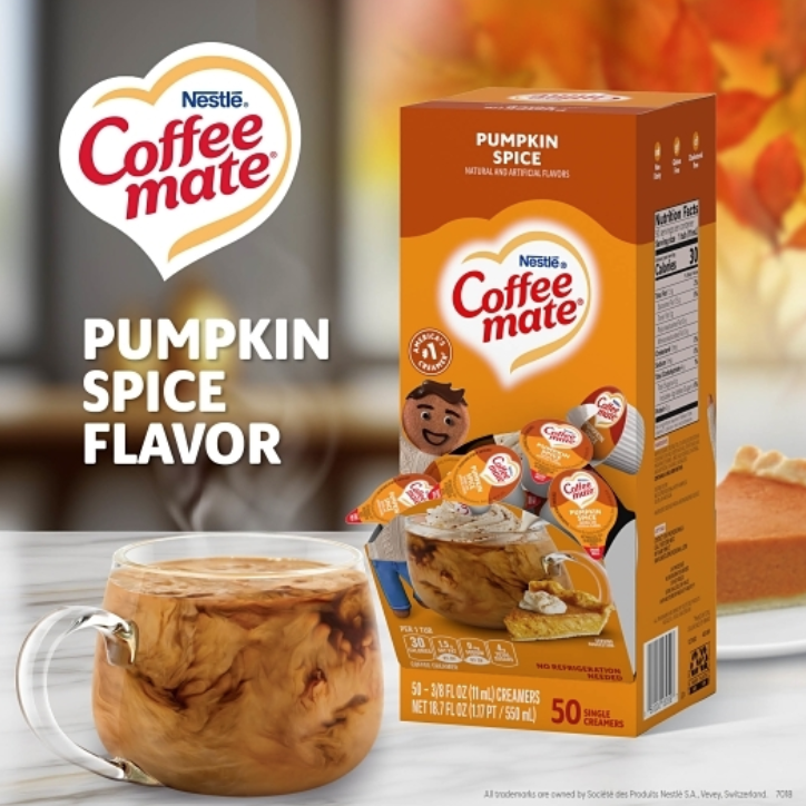 Coffee Mate Pumpkin Spice Liquid Coffee Creamer Singles 50ct