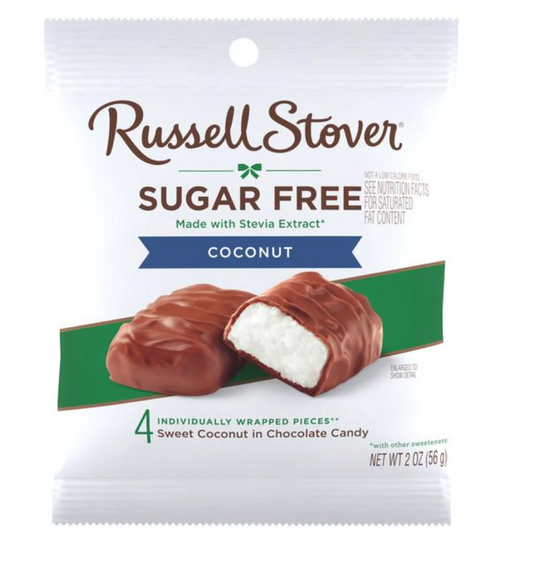 Russell Stover Sugar Free Coconut In Chocolate Candy Peg Bag 2oz