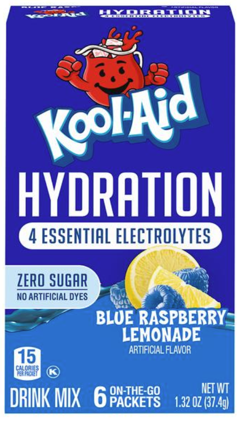 Kool Aid Hydration Blue Raspberry Lemonade Drink Mix 6 Pack