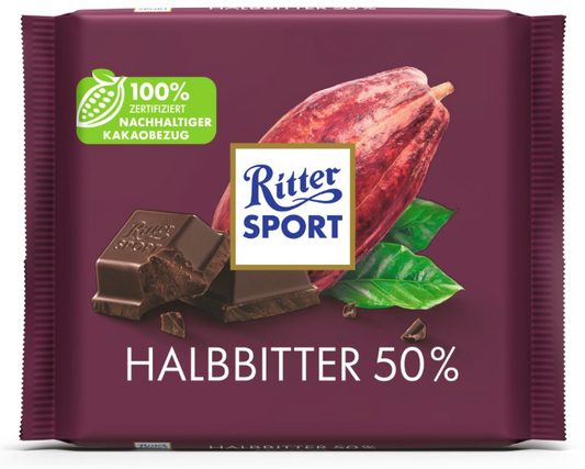 Ritter Sport  Halbbitter 50% / dark chocolate 100g