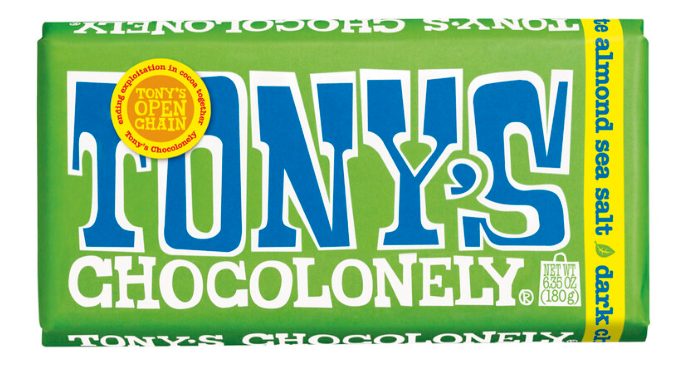 Tony's Dark Chocolate with Almonds Sea Salt (Chocolonely Zartbitter Mandel Meersalz) 180g