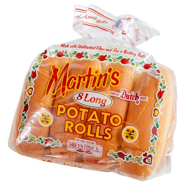 Martin's Long Potato Hot Dog Rolls 8 Pack