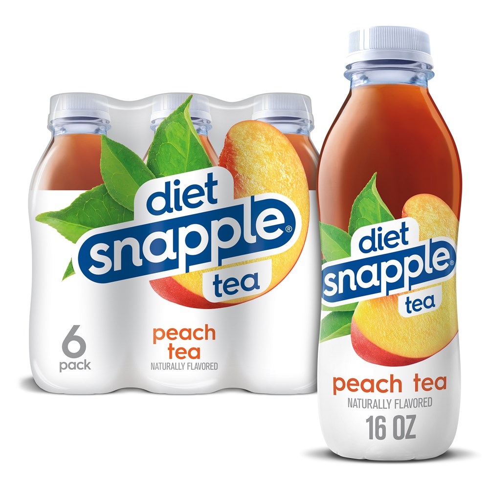 Snapple ZERO Peach 6 Pack / Plastic Bottles 16oz