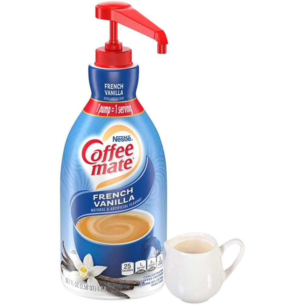 Coffee-Mate French Vanilla Liquid Creamer Concentrate Pump Bottle 50.7 fl oz