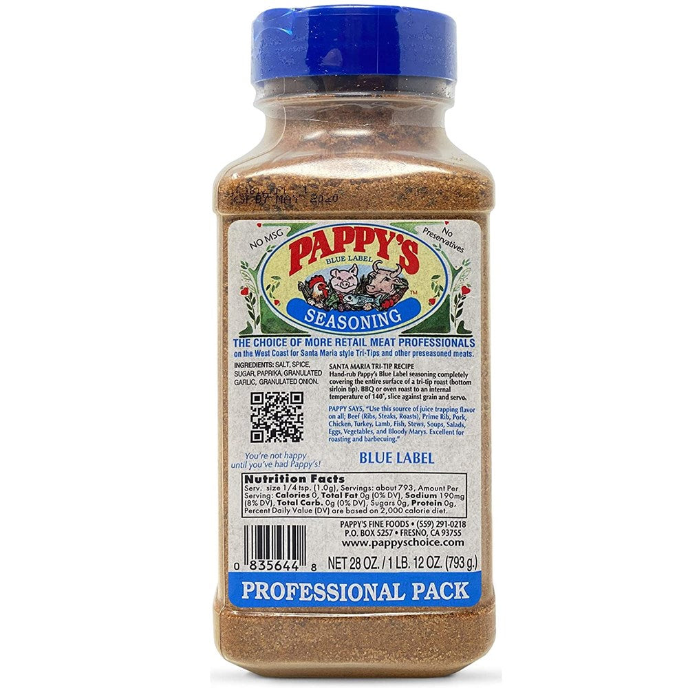 Pappy's Blue Label Less Salt Seasoning 28oz (BEST BY: JULY 25)