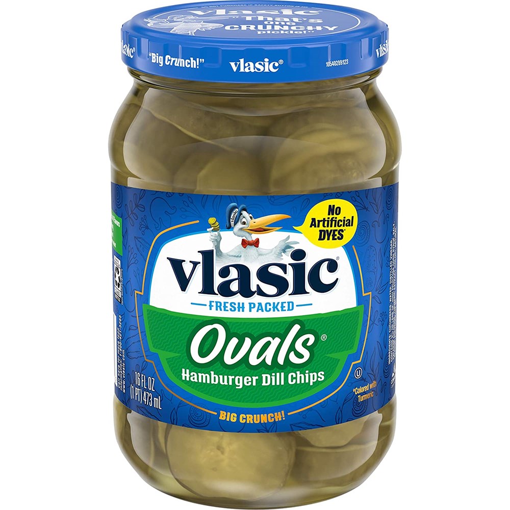 Vlasic Ovals Hamburger Dill Chips 16oz (BEST BY: JUL 2023)