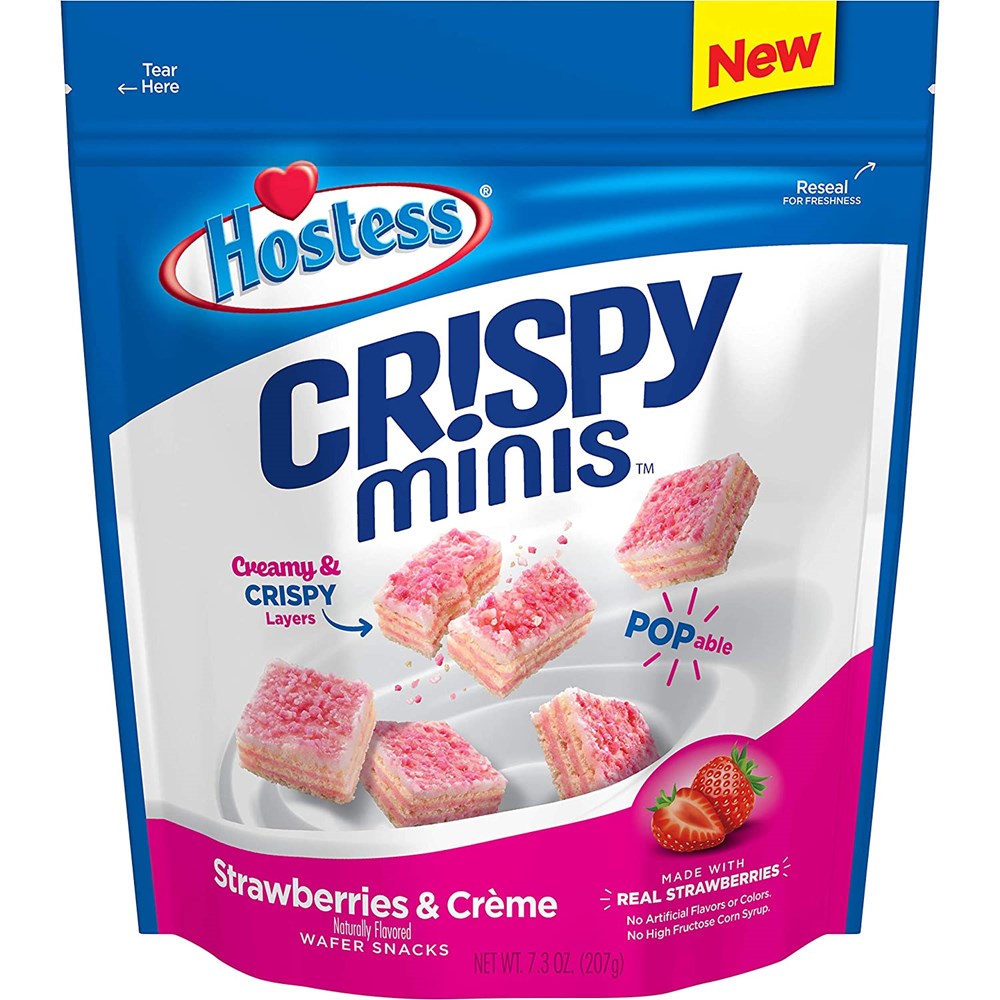 Hostess Crispy Mini's Strawberries & Creme 7.3oz (BEST BY: 28 FEB 2023)