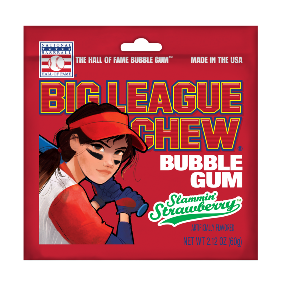 Big League Chew Slammin' Strawberry Bubble Gum 2.12oz