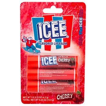 Icee Cherry Flavoured Lip Balm 3pk