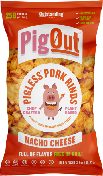 PigOut Nacho Cheese Pigless Pork Rinds 3.5oz