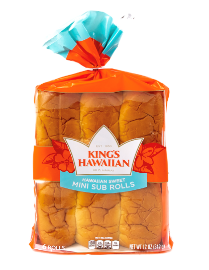 King's Hawaiian Sweet Mini Sub Rolls 6 Pack 12oz [Click & Collect Only]