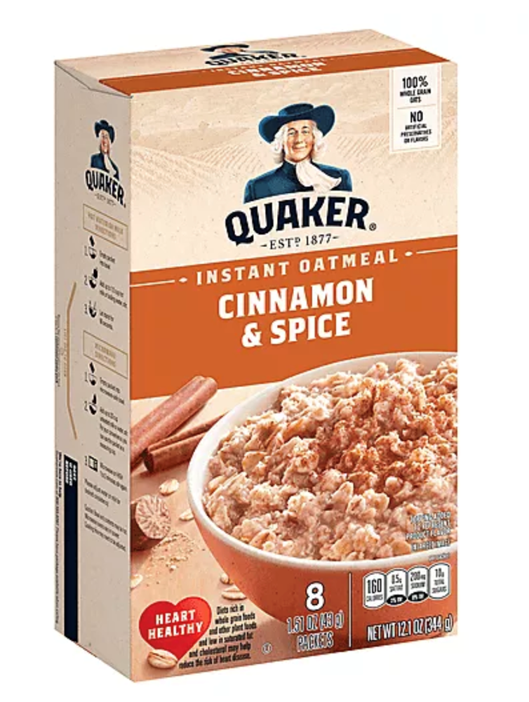 Quaker Instant Oatmeal Cinnamon & Spice 8ct (BEST BY: OCT 25)