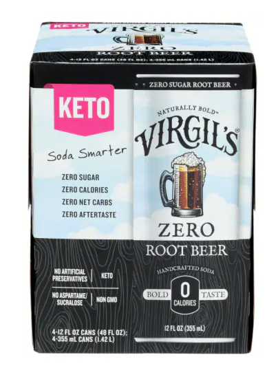 Virgil's Root Beer Zero 4 Pack 12oz Cans
