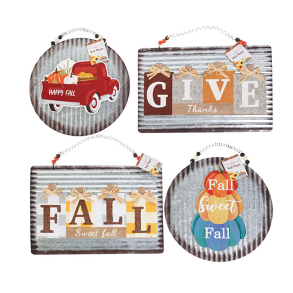 Harvest Hanging Decor Galvanized Assorted 1pc