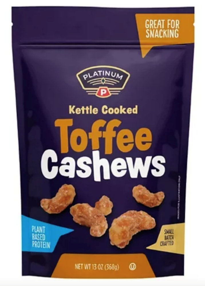 Platinum Kettle Cooked Toffee Cashews 13oz