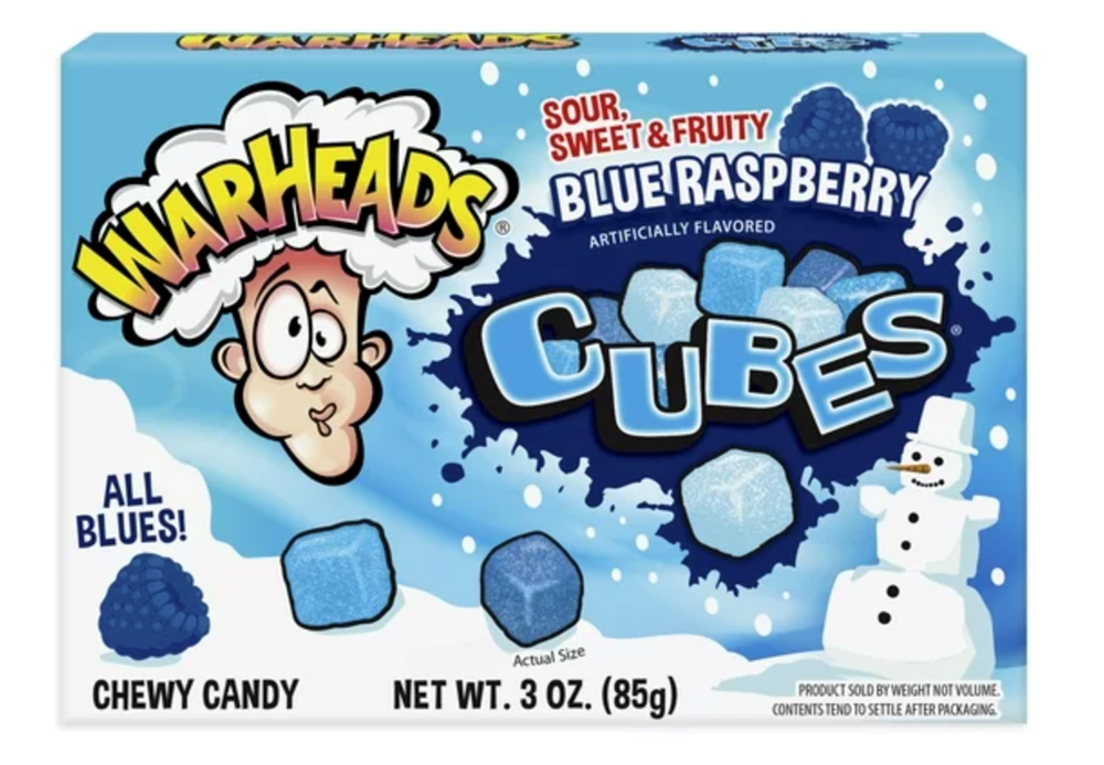 Warheads Blue Raspberry  Cubes  85g