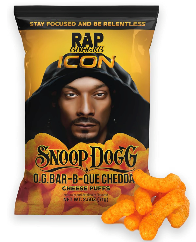 Crunchy Raps Foods Rap Snacks Snoop Dogg BBQ Cheddar Puffs 2.5oz (BEST BY: JAN 2024 ...