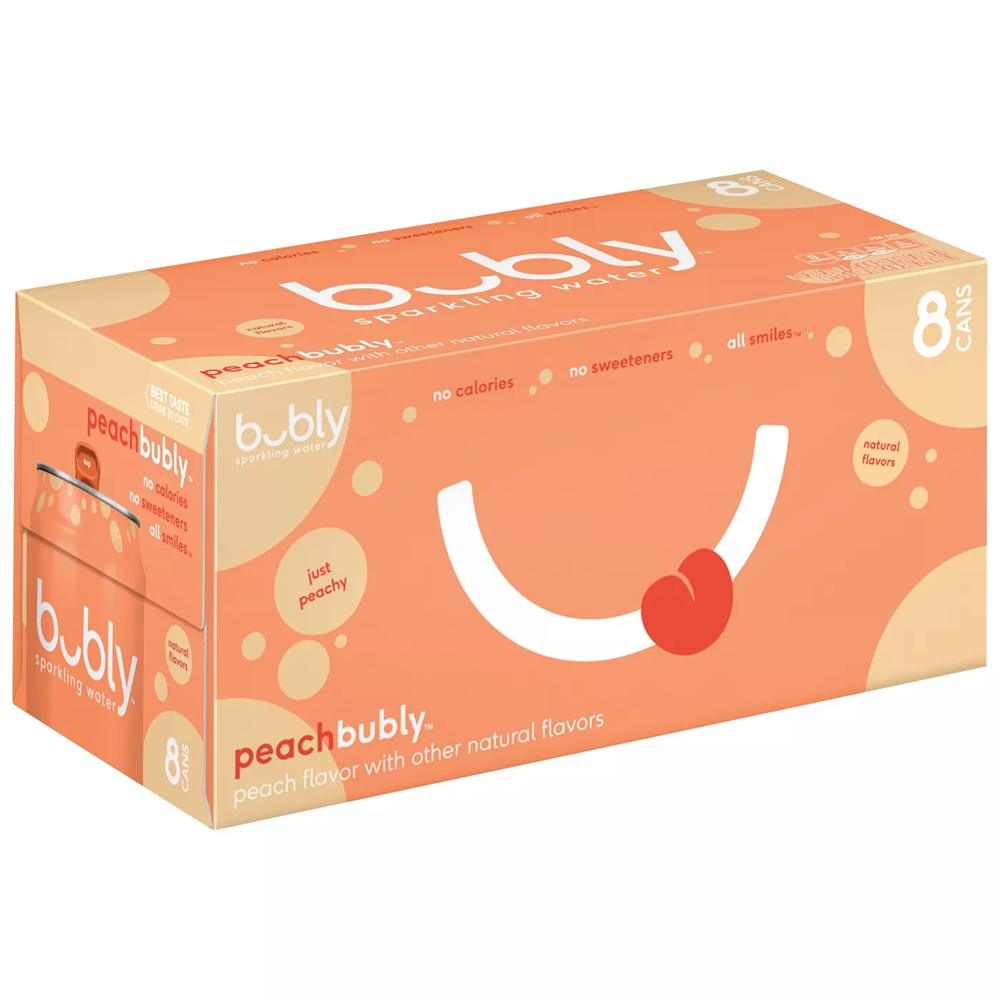 Bubly Peach Sparkling Water 8 Pack / 12oz cans