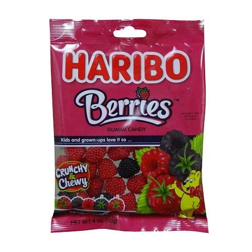 Haribo Gummy Raspberries Peg Bag 4oz