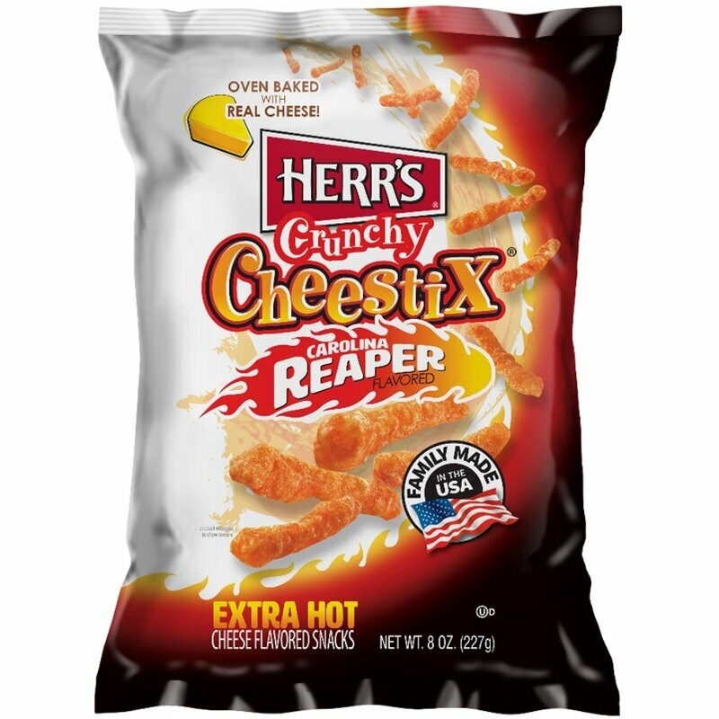 Herr's Crunchy Cheestix Carolina Reaper 8oz (BEST BY: FEB 2025)